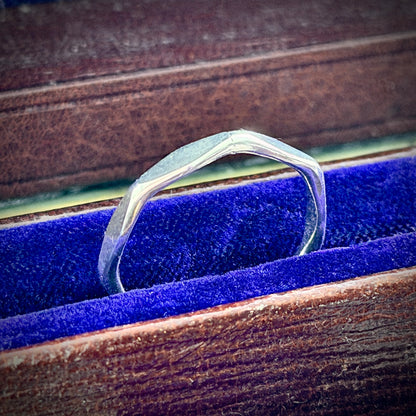 Modern Angular Silver Stacking Band