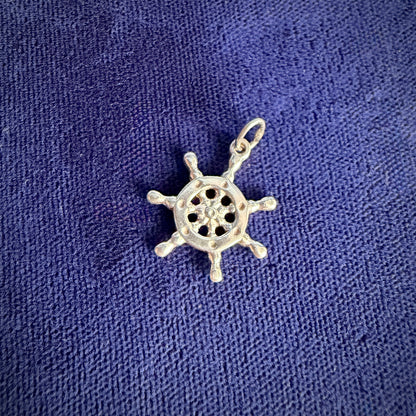 Vintage Silver Ship's Wheel Charm
