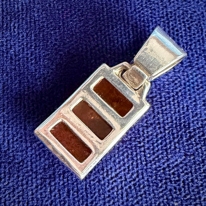 Three Stone Amber Rectangular Bar Style Pendant