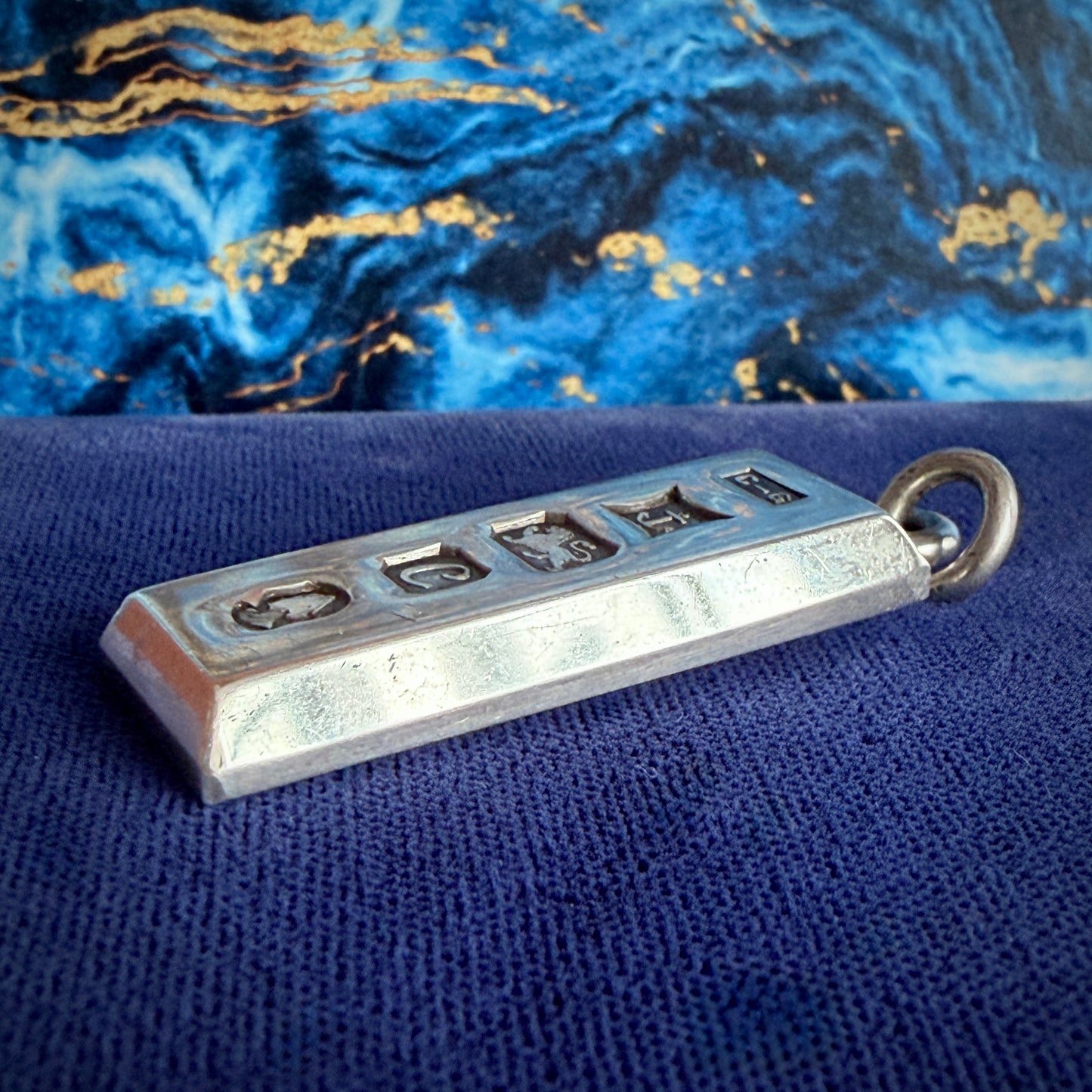 Chunky Vintage 1977 Hallmarked Silver Ingot Pendant