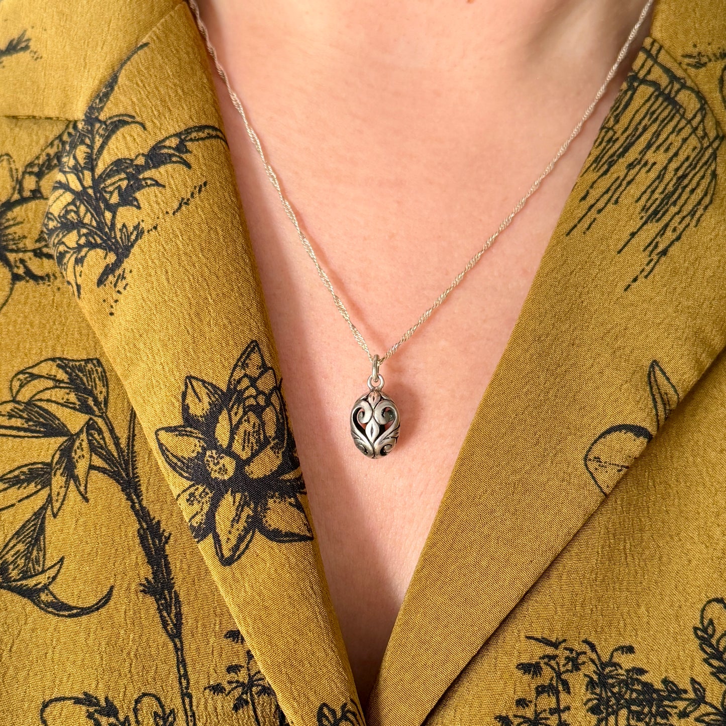 Vintage Filigree Egg Charm Pendant