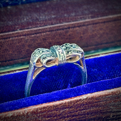 Marcasite Folded Bow Design Ring
