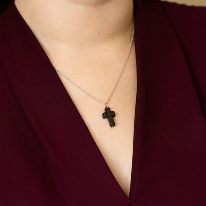 Victorian Jet Carved Cross Pendant