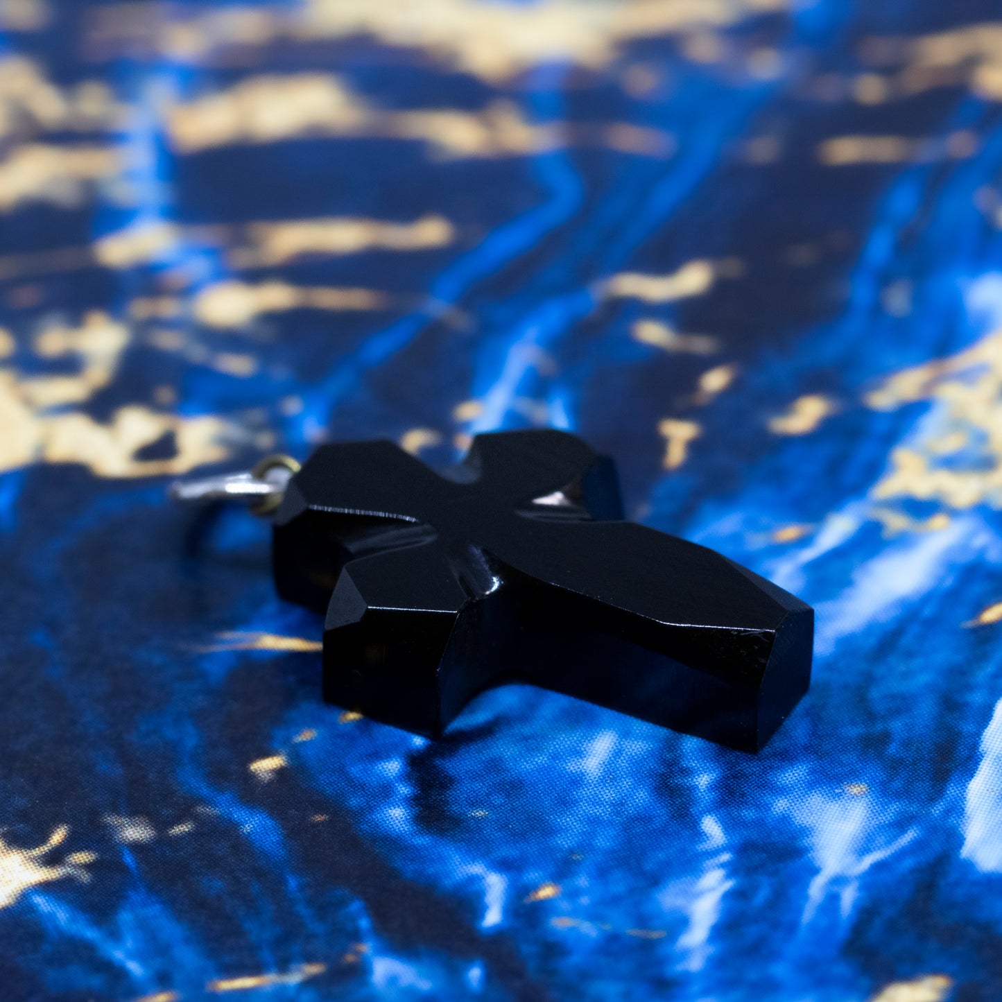 Victorian Jet Carved Cross Pendant