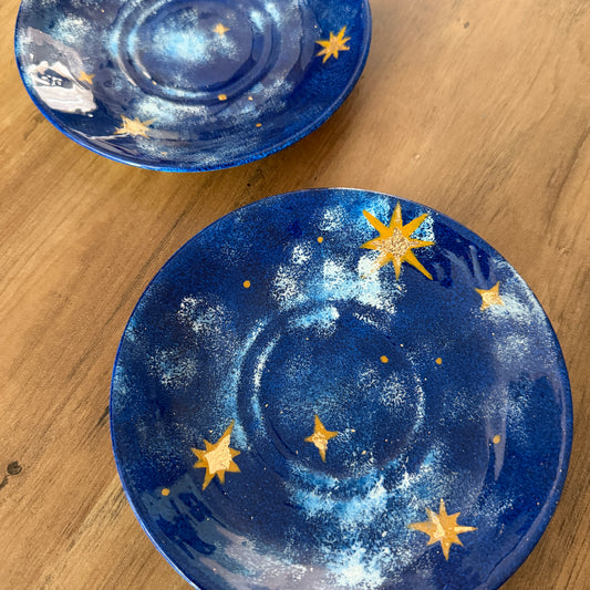 Hand-Painted Upcycled Trinket Dish - Midnight Sky