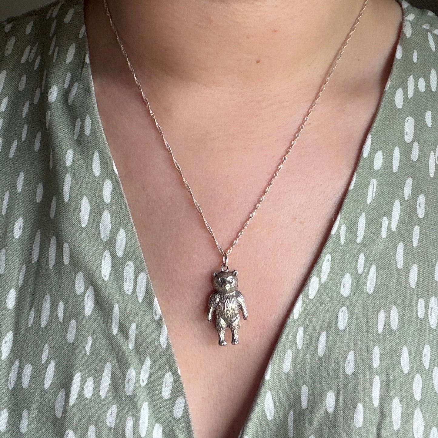 Edwardian Chester Hallmarked Silver Teddy Bear Charm
