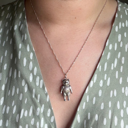 Edwardian Chester Hallmarked Silver Teddy Bear Charm