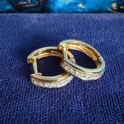 9ct Gold Diamond Pavé Set Hinged Huggy Earrings