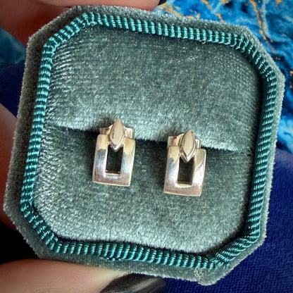 Silver Geometric Stud Earrings