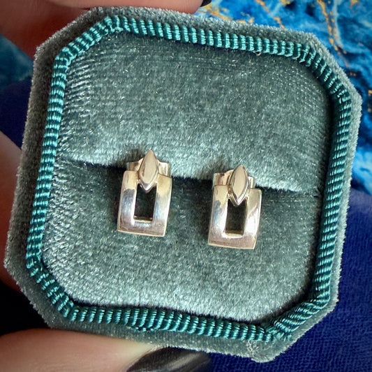 Silver Geometric Stud Earrings