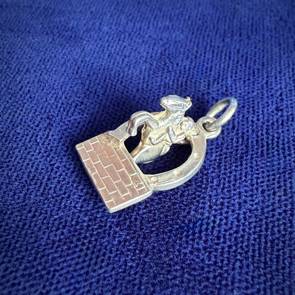 Vintage Silver Articulated Showjumping Horse Charm