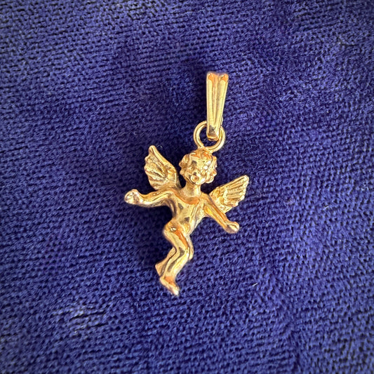 Vintage 9ct Gold Winged Cherub Charm