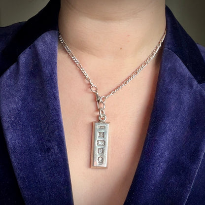 Chunky Vintage 1977 Hallmarked Silver Ingot Pendant