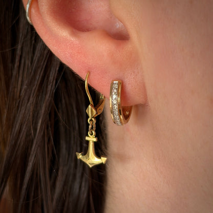 9ct Gold Diamond Pavé Set Hinged Huggy Earrings