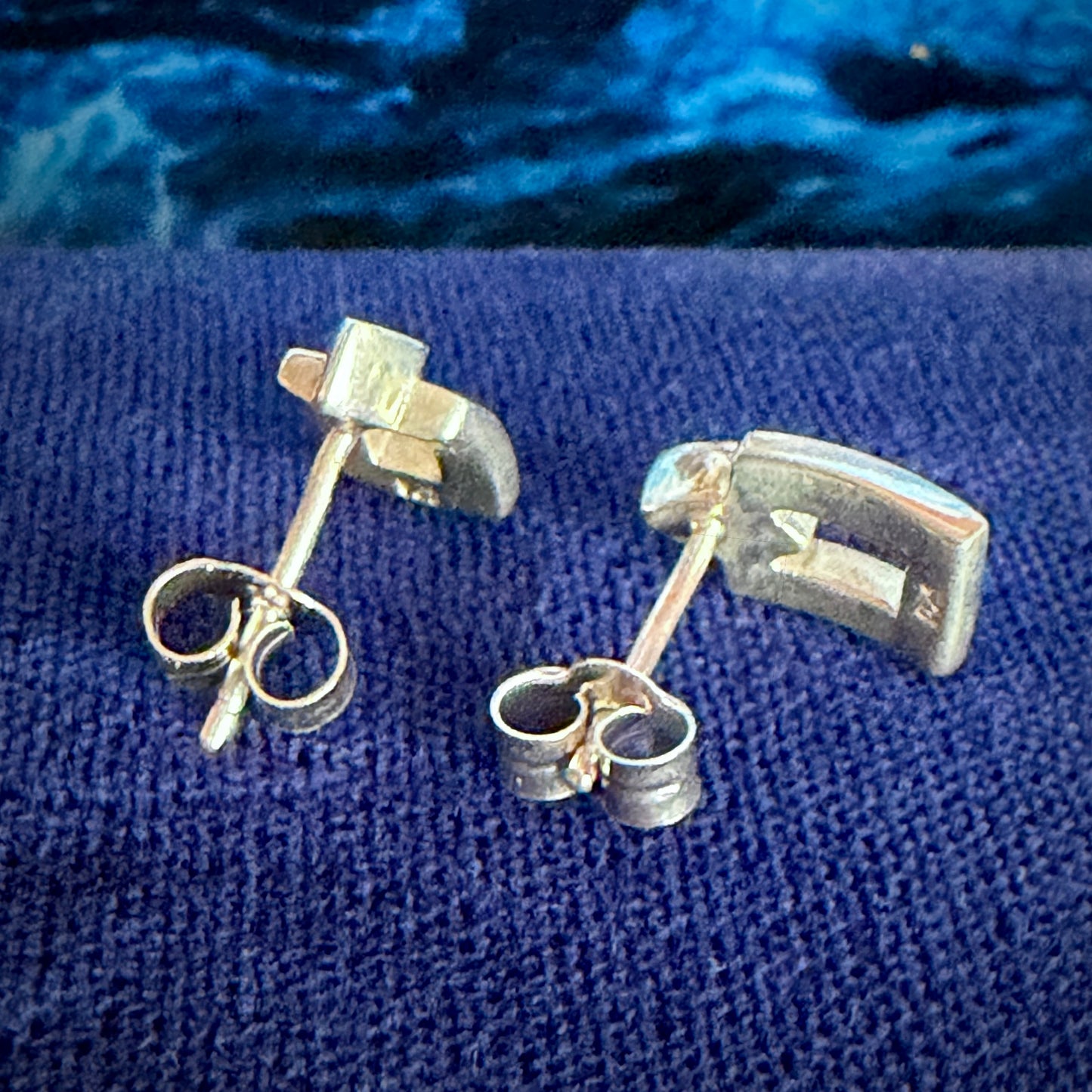 Silver Geometric Stud Earrings