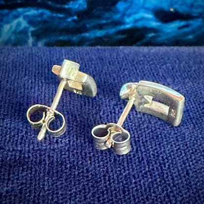 Silver Geometric Stud Earrings