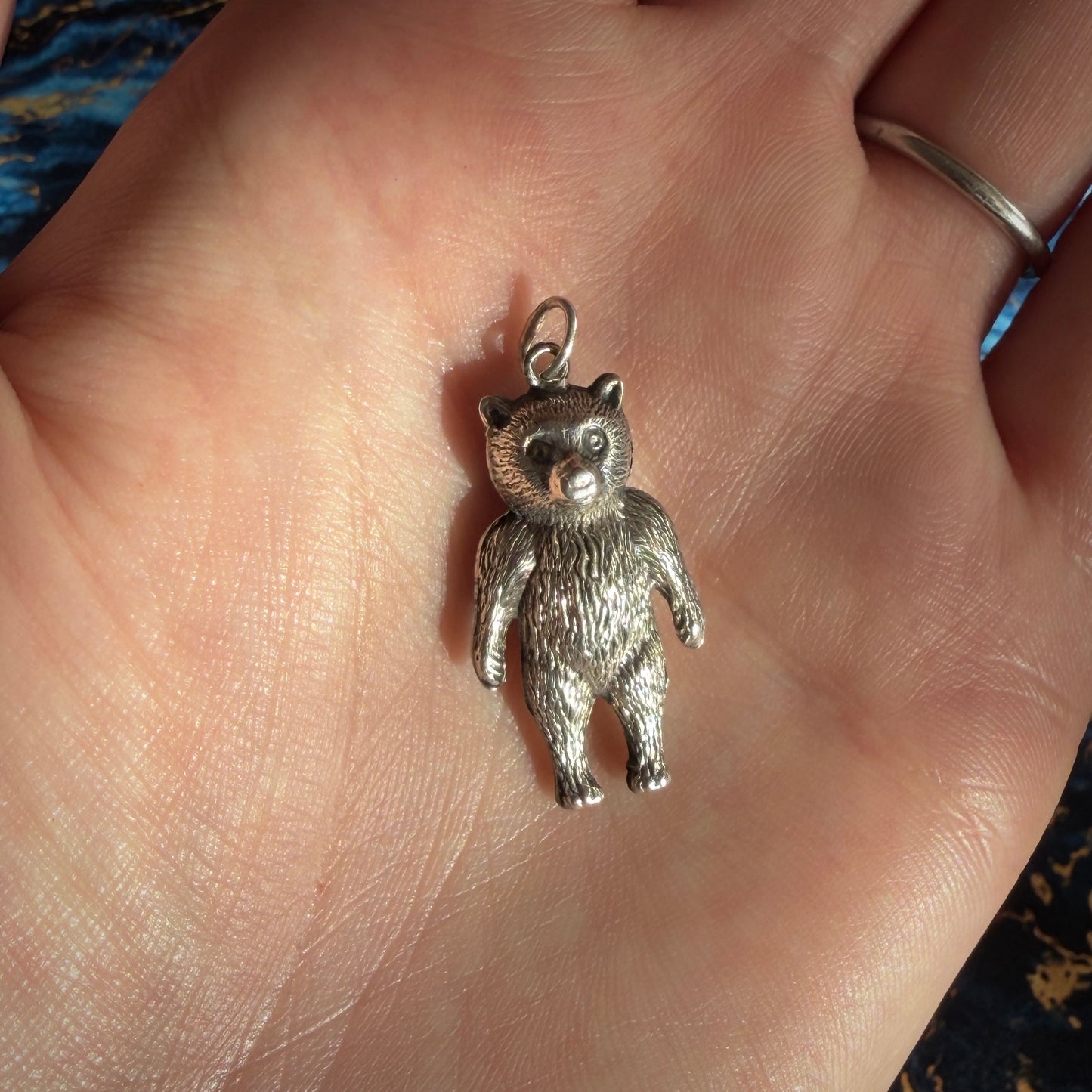 Edwardian Chester Hallmarked Silver Teddy Bear Charm