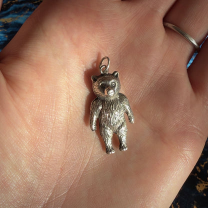 Edwardian Chester Hallmarked Silver Teddy Bear Charm