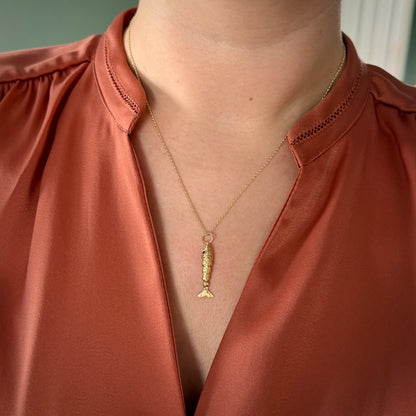 Vintage 9ct Gold Articulated Fish Charm Pendant