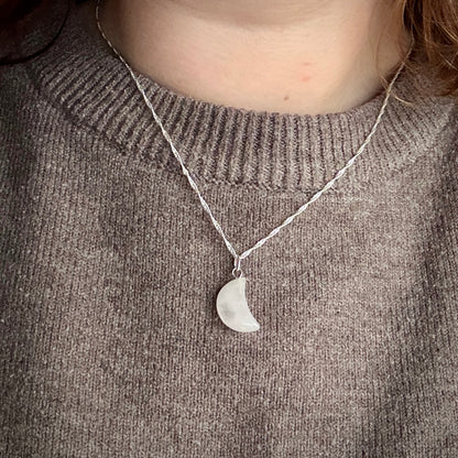 Polished Rose Quartz Crescent Moon Pendant