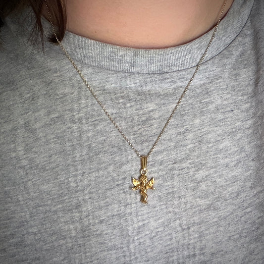 Vintage 9ct Gold Winged Cherub Charm