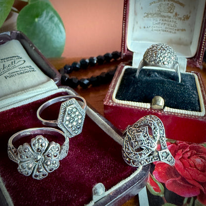 Silver & Marcasite Dome Style Cocktail Ring