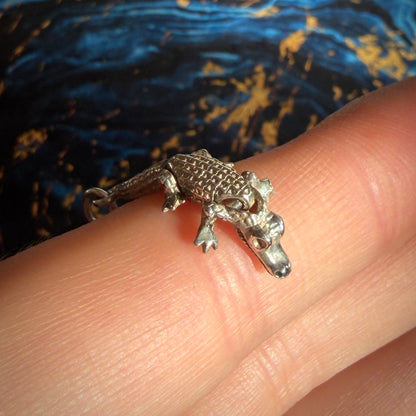 Vintage Silver Articulated Crocodile Charm
