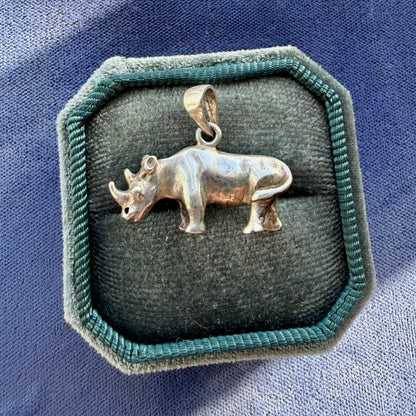 Solid '925' Rhinoceros Pendant