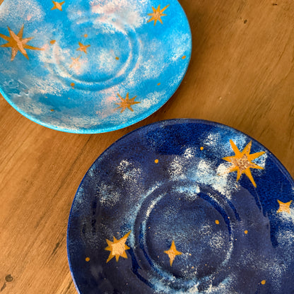 Hand-Painted Upcycled Trinket Dish - Midnight Sky