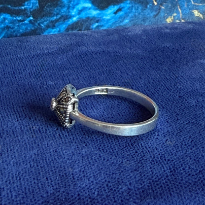 Silver & Marcasite Square Cluster Ring