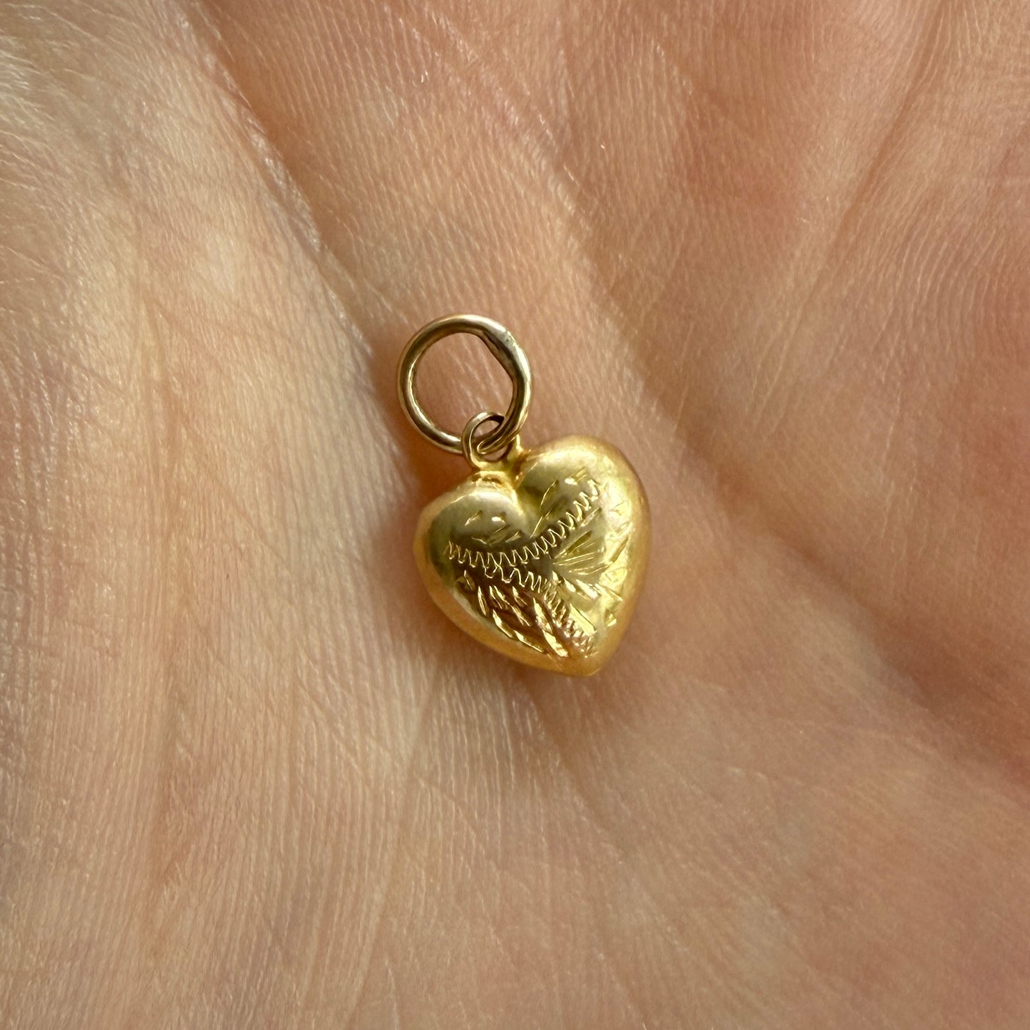 Vintage 9ct Gold Puffed Heart Charm