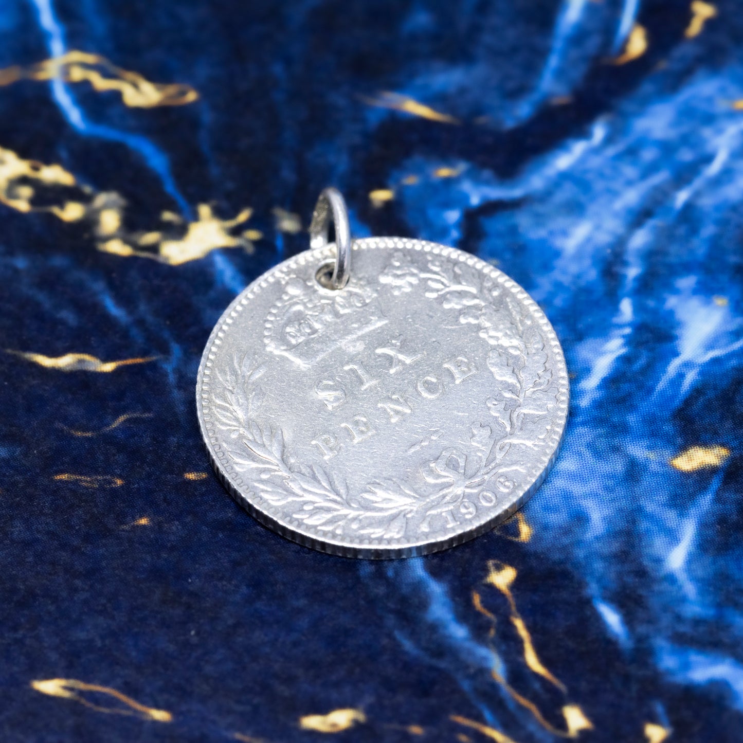 1906 King Edward VII Silver Sixpence Charm Pendant