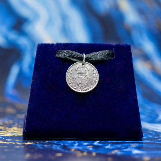 1921 King George V Silver Threepence Charm Pendant
