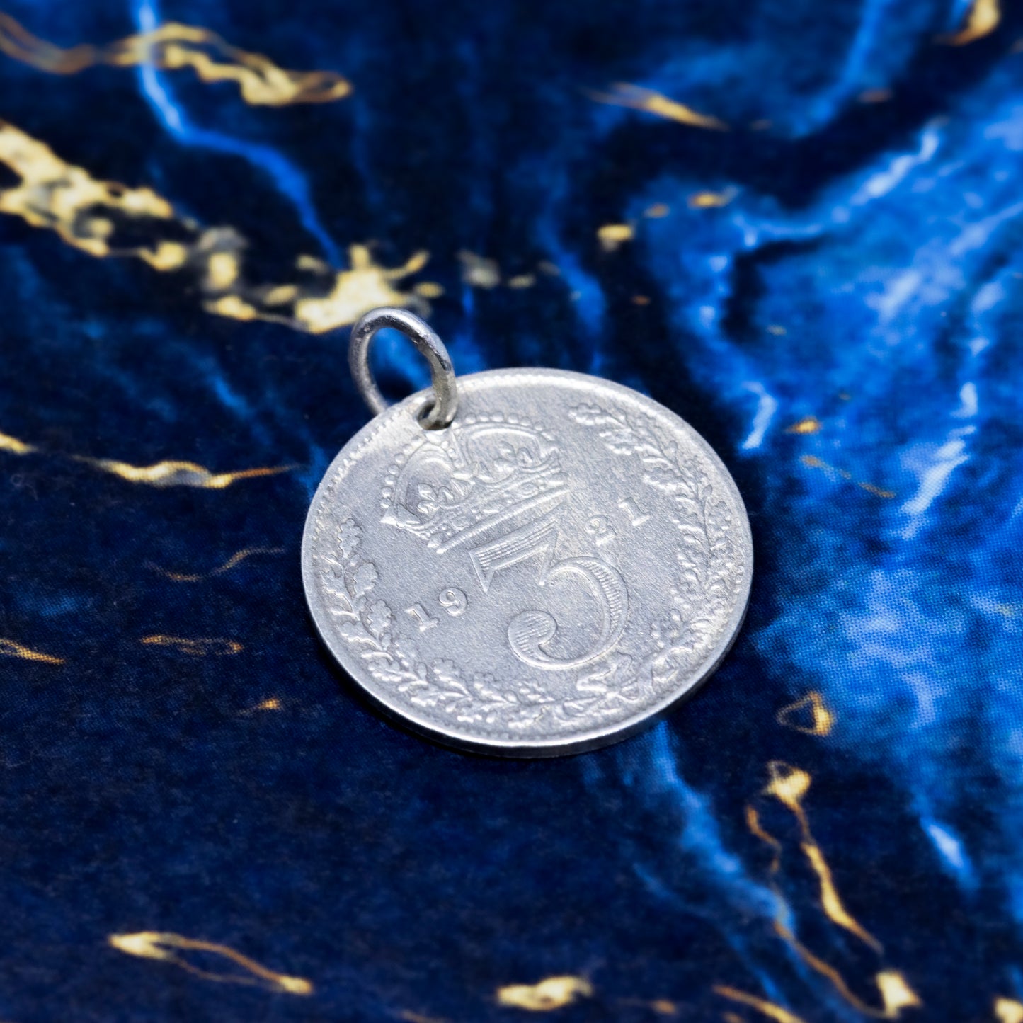 1921 King George V Silver Threepence Charm Pendant