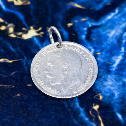 1921 King George V Silver Threepence Charm Pendant