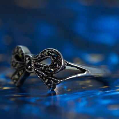 Marcasite Bow Design Ring With Split Shoulders