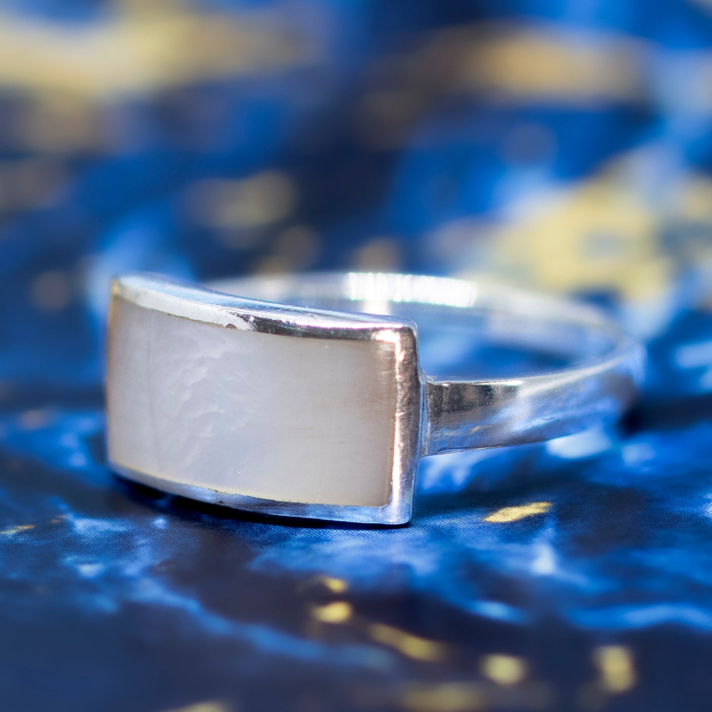 Mother of Pearl Rectangular Panel Ring