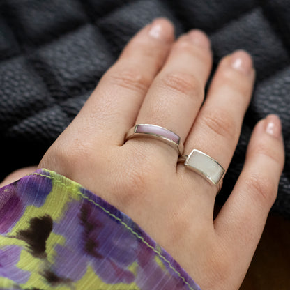 Pink Mother of Pearl Inset Bar Ring