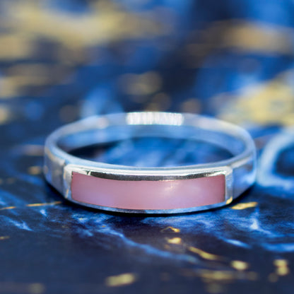 Pink Mother of Pearl Inset Bar Ring