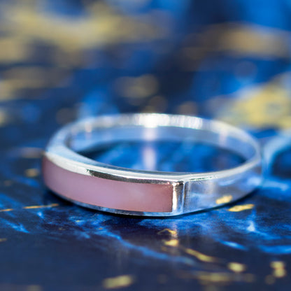 Pink Mother of Pearl Inset Bar Ring