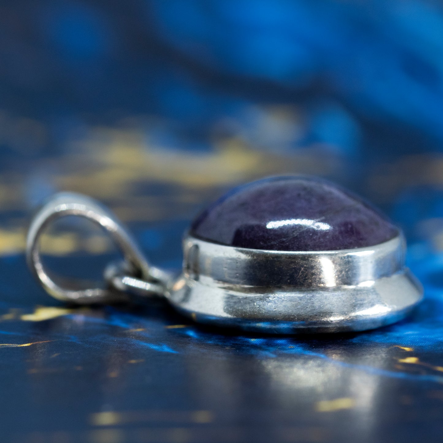 Cabochon Amethyst Collet Set Pendant