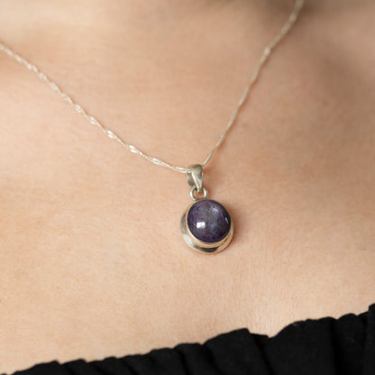 Cabochon Amethyst Collet Set Pendant