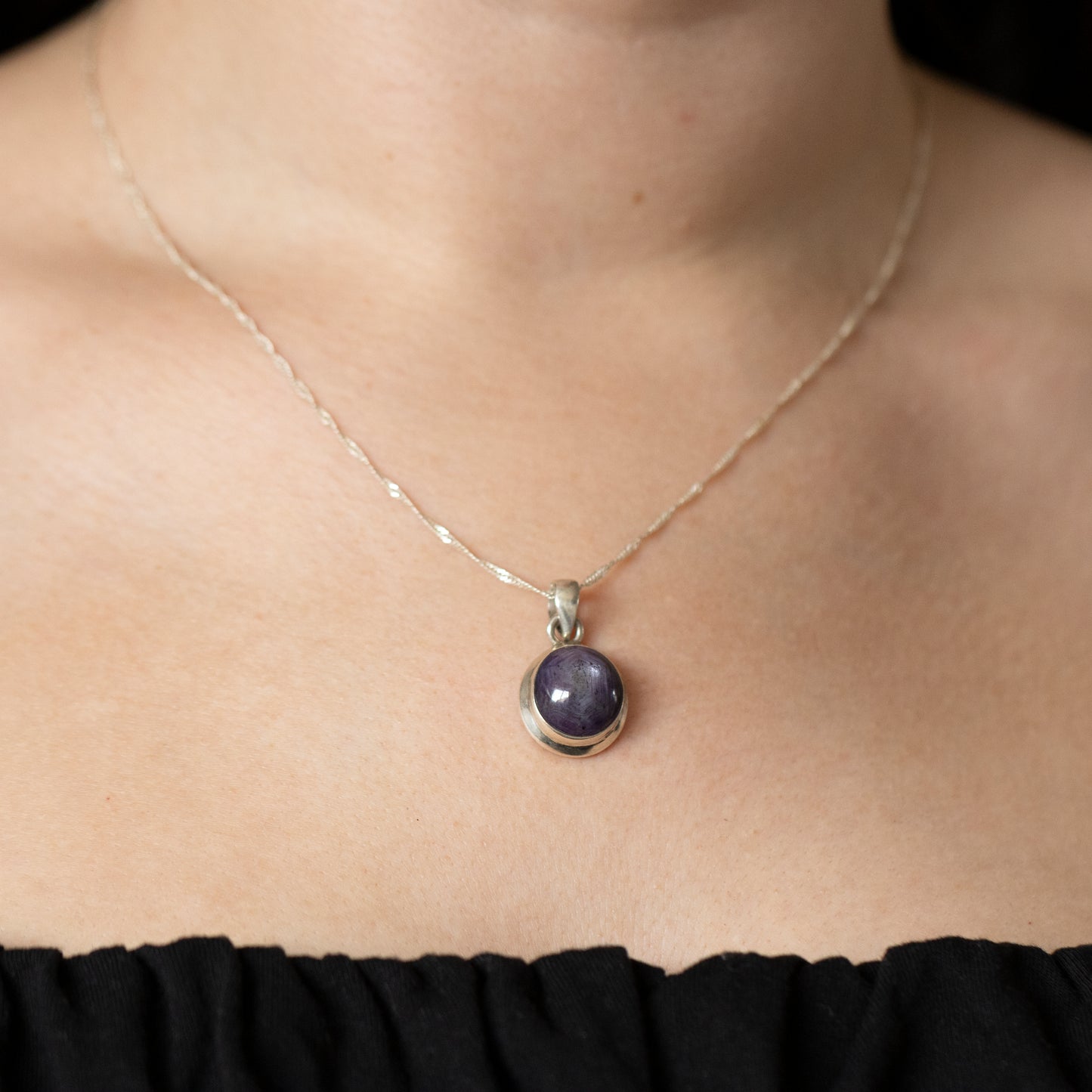 Cabochon Amethyst Collet Set Pendant