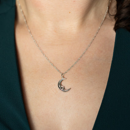 Vintage Crescent Moon Hollow Charm Pendant