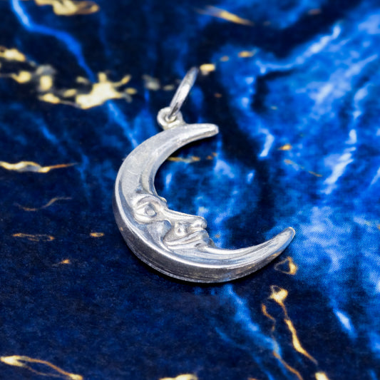 Vintage Crescent Moon Hollow Charm Pendant