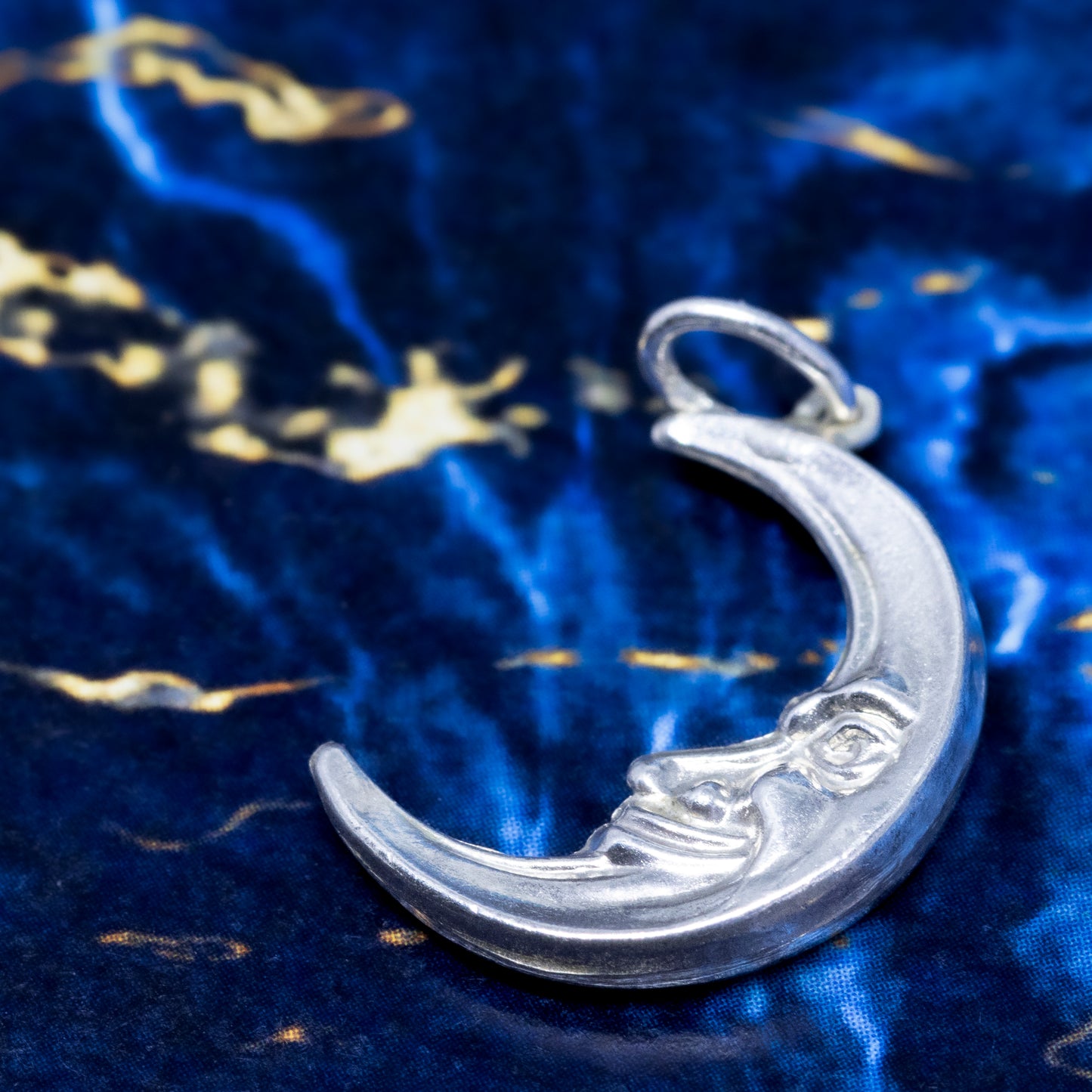 Vintage Crescent Moon Hollow Charm Pendant