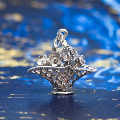 Vintage Posy Basket Charm Pendant
