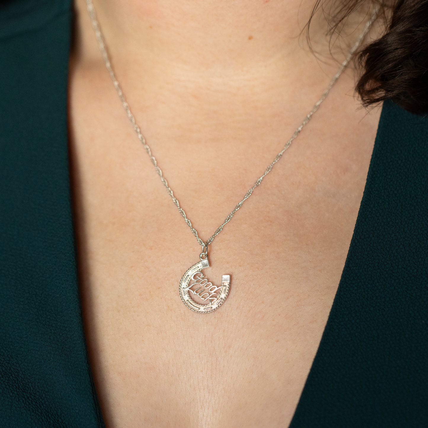 Vintage 'Good Luck' Horseshoe Charm Pendant