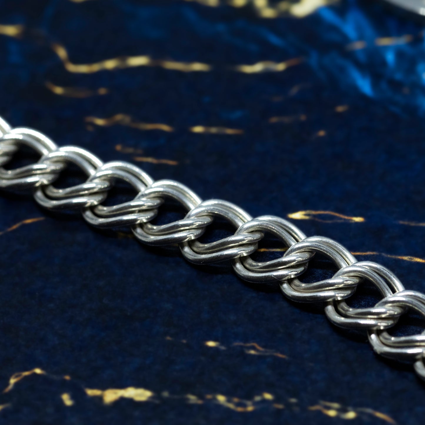 1978 Hallmarked Silver Double Curb Link Bracelet With Heart Padlock
