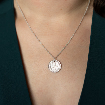 1906 King Edward VII Silver Sixpence Charm Pendant